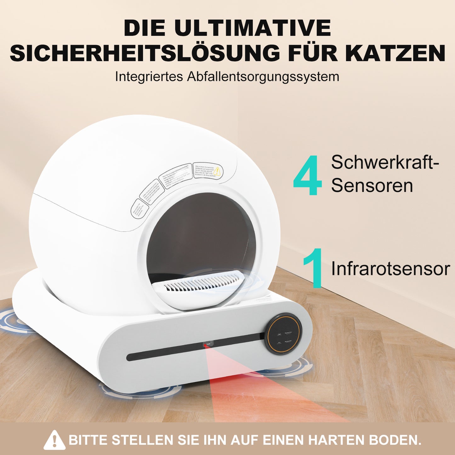 Bichoushop® – 65L Automatische Selbstreinigende Katzentoilette Smart, Sicher & Hygienisch