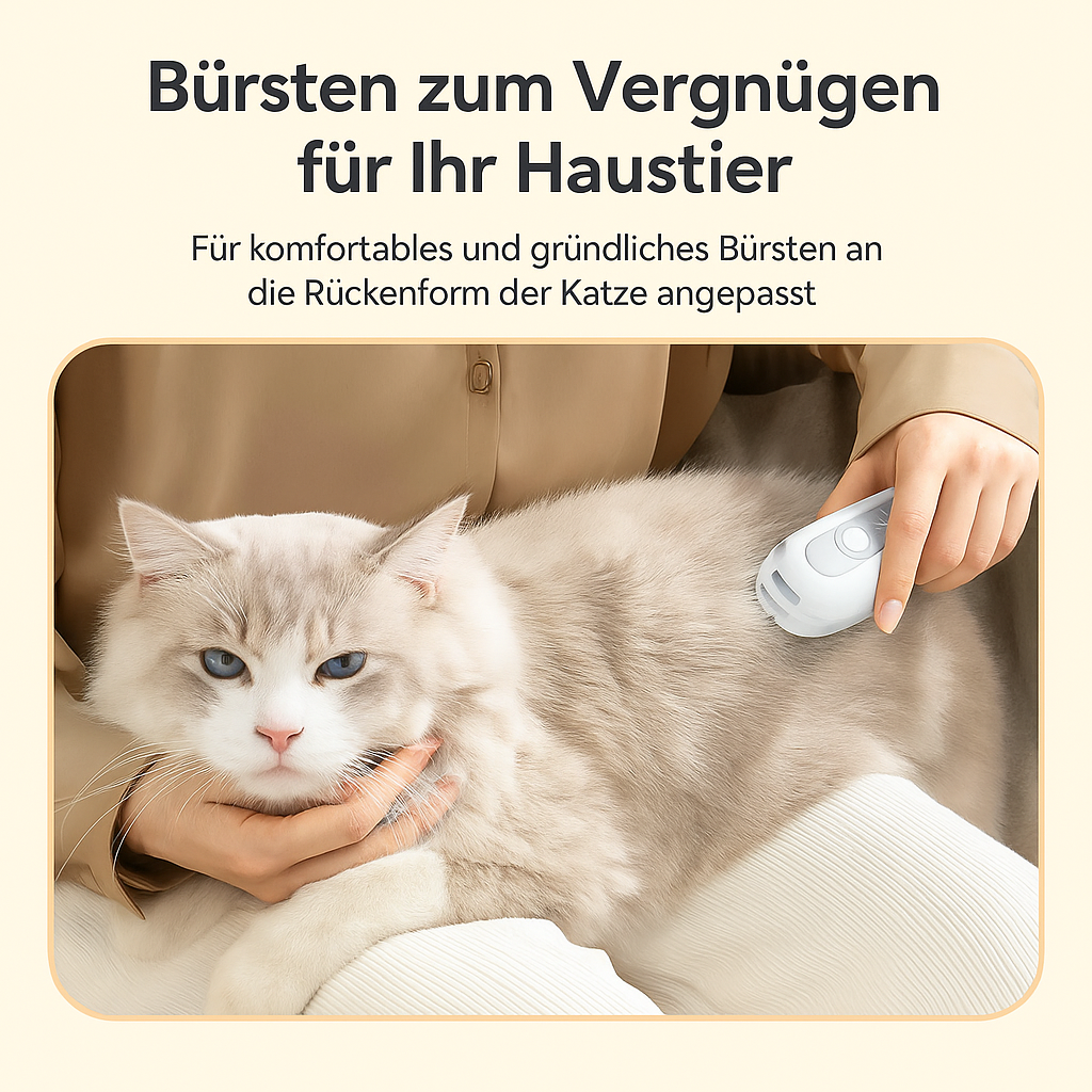 Bichoushop™ Elektrische Dampfbürste für Katzen & Hunde – Kabellos & Multifunktional
