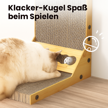 Kratzbrett für Katzen – L-förmiges Katzenkratzbrett & Spielzeug aus Wellpappe