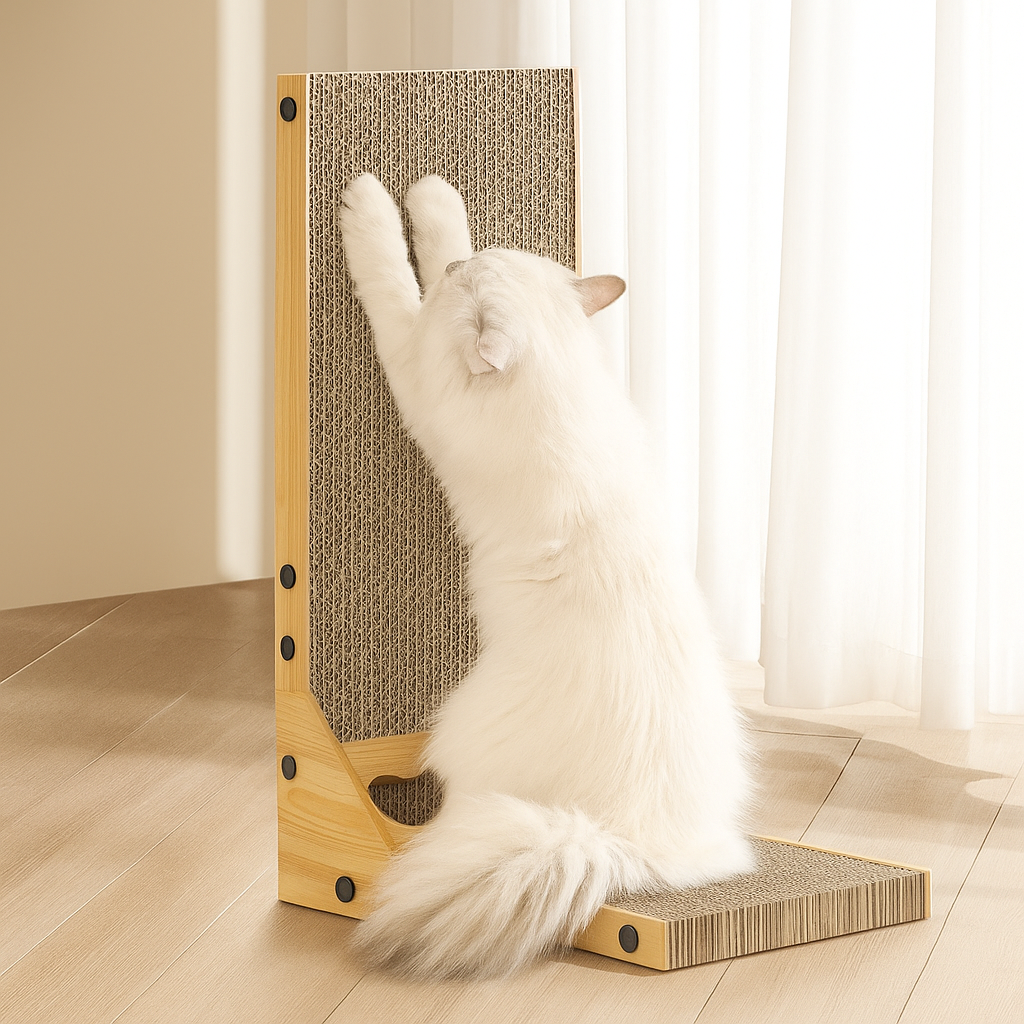 Kratzbrett für Katzen – L-förmiges Katzenkratzbrett & Spielzeug aus Wellpappe