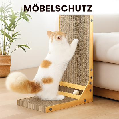 Kratzbrett für Katzen – L-förmiges Katzenkratzbrett & Spielzeug aus Wellpappe