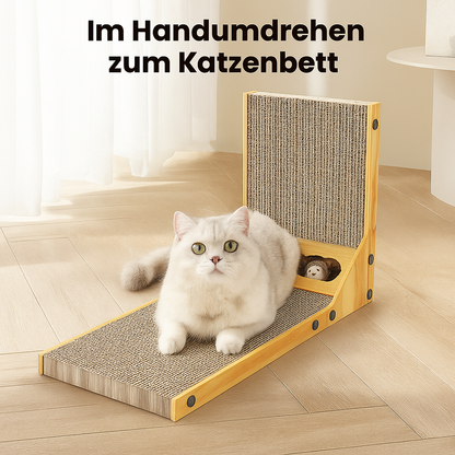 Kratzbrett für Katzen – L-förmiges Katzenkratzbrett & Spielzeug aus Wellpappe