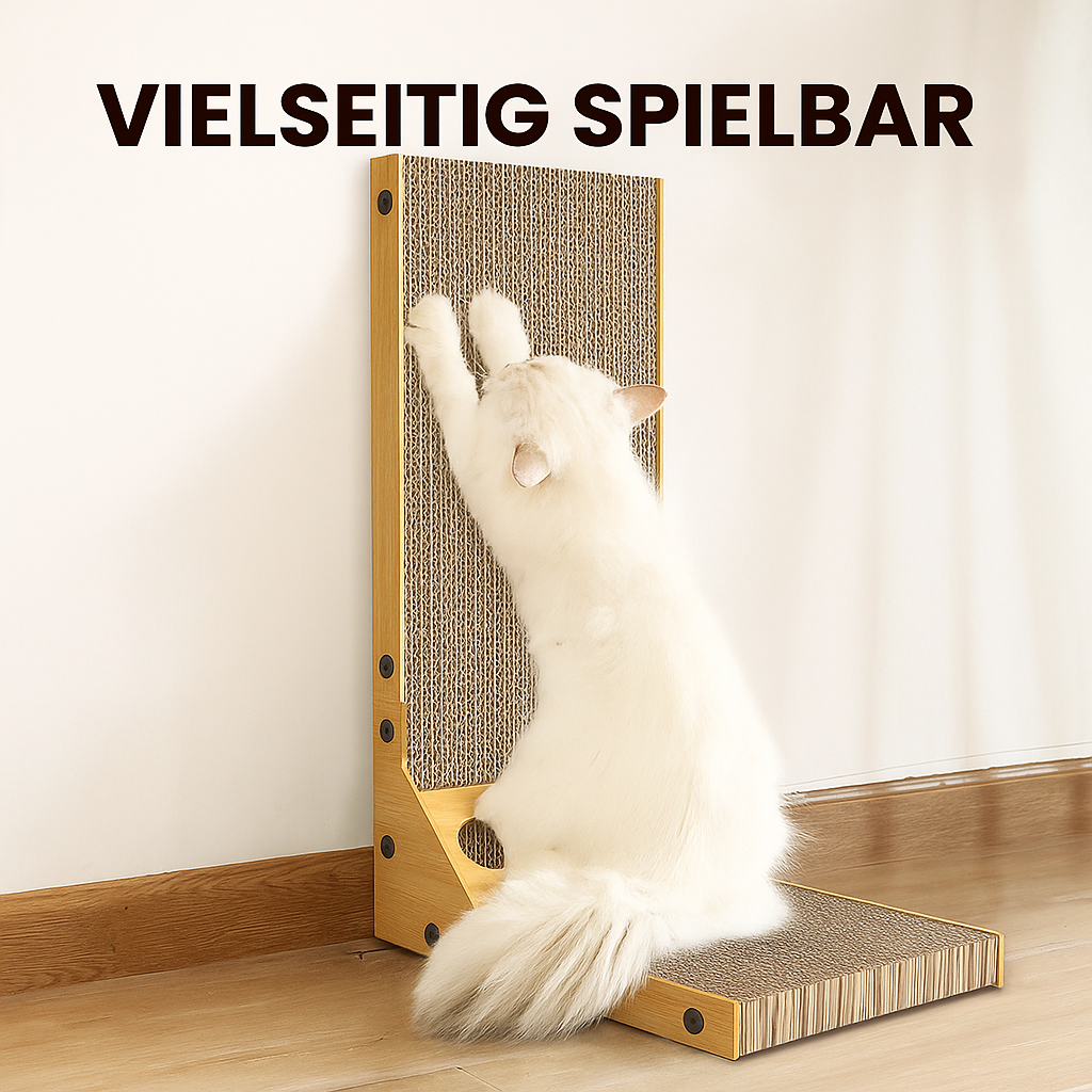 Kratzbrett für Katzen – L-förmiges Katzenkratzbrett & Spielzeug aus Wellpappe
