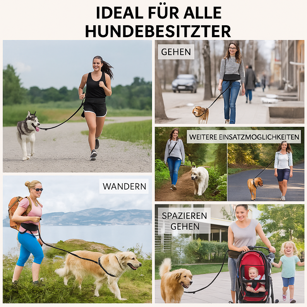 Bichoushop freihändige Hundeleine mit Bauchgurt und Bungee-Leine für Joggen, Wandern und Spaziergänge mit dem Hund