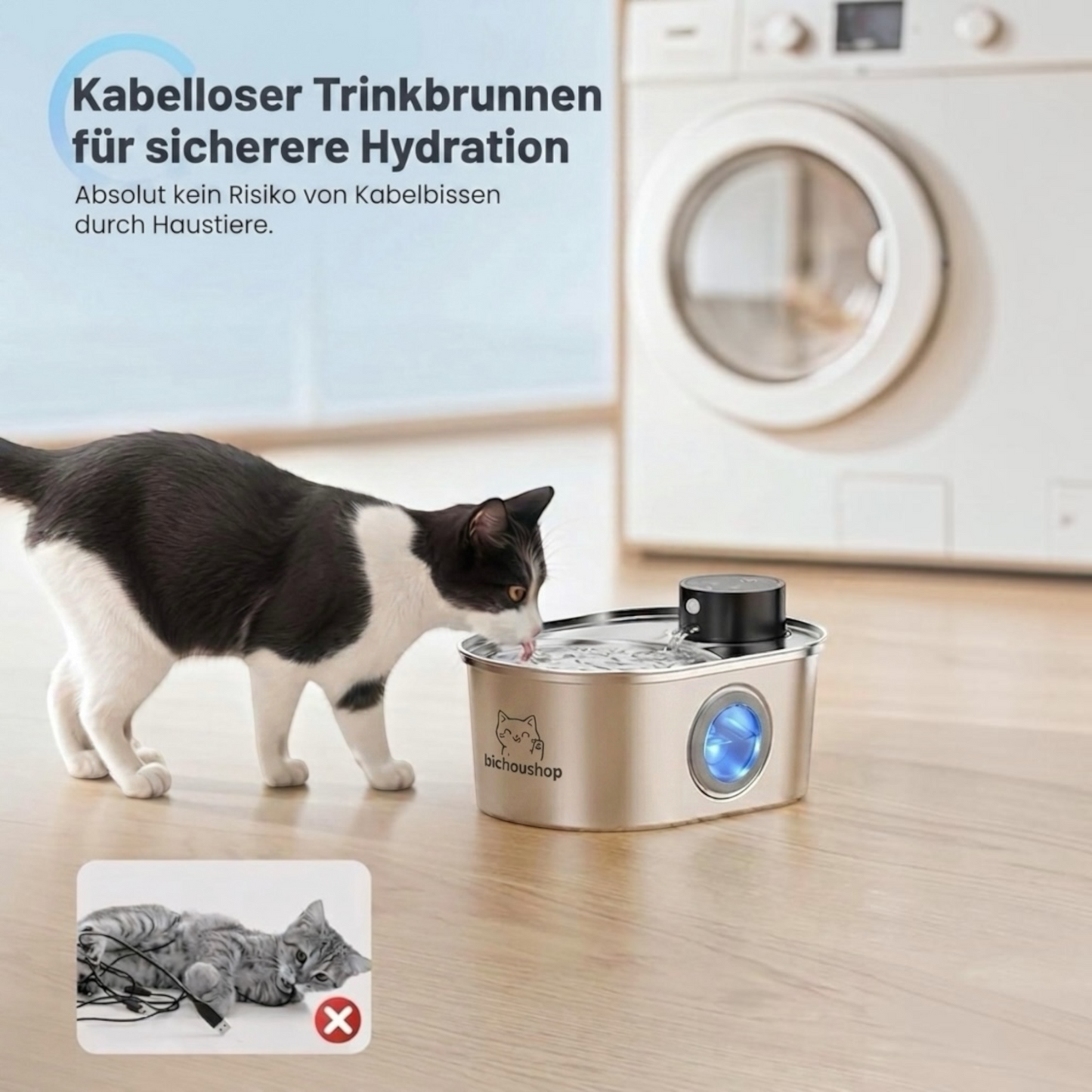Premium Edelstahl Trinkbrunnen für Katzen & Hunde – 3,2L